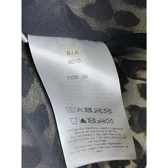 GANNI 36/4 Animal Print Georgette Blouse Oversized Pleated Flowy Puff Sleeve Top - Picture 8 of 11